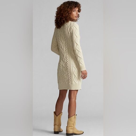 New Ralph Lauren lamb wool and silk Cable knit dress 2 - Picture 4 of 13